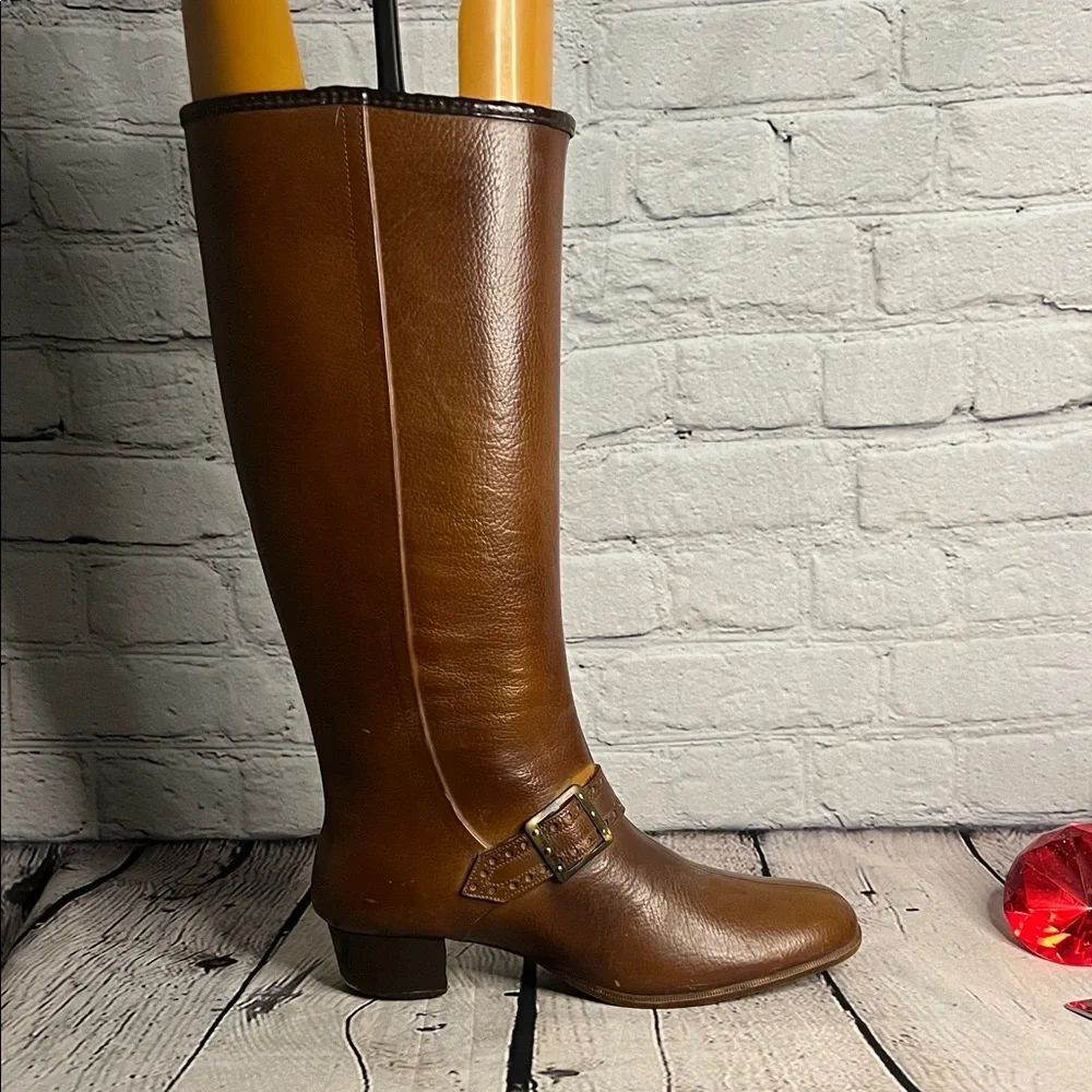 Brown Leather Knee-High Boots